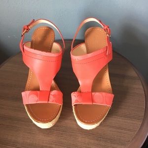 Coach NEW Mendez Red/Orange Wedge Size 9 AUTHENTIC
